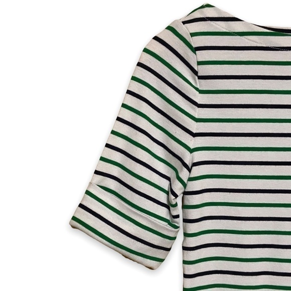 LAUREN Ralph Lauren Striped Boatneck Top Half Sleeves Women’s Size M - Picture 4 of 6